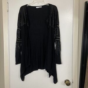 Anne Fontaine drape front knit button down studded cardigan sweater SZ 44 US-12